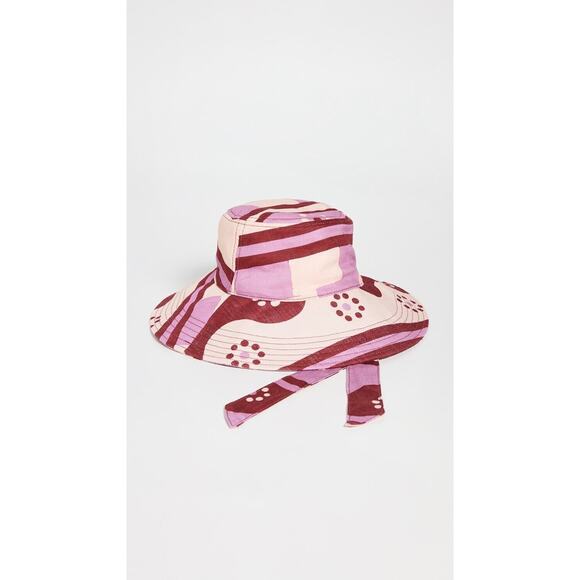 Madewell NWT Lantern Pink Bucket Hat 100% Linen Wide Brim Sun Hat With Tie M/L - Picture 1 of 10